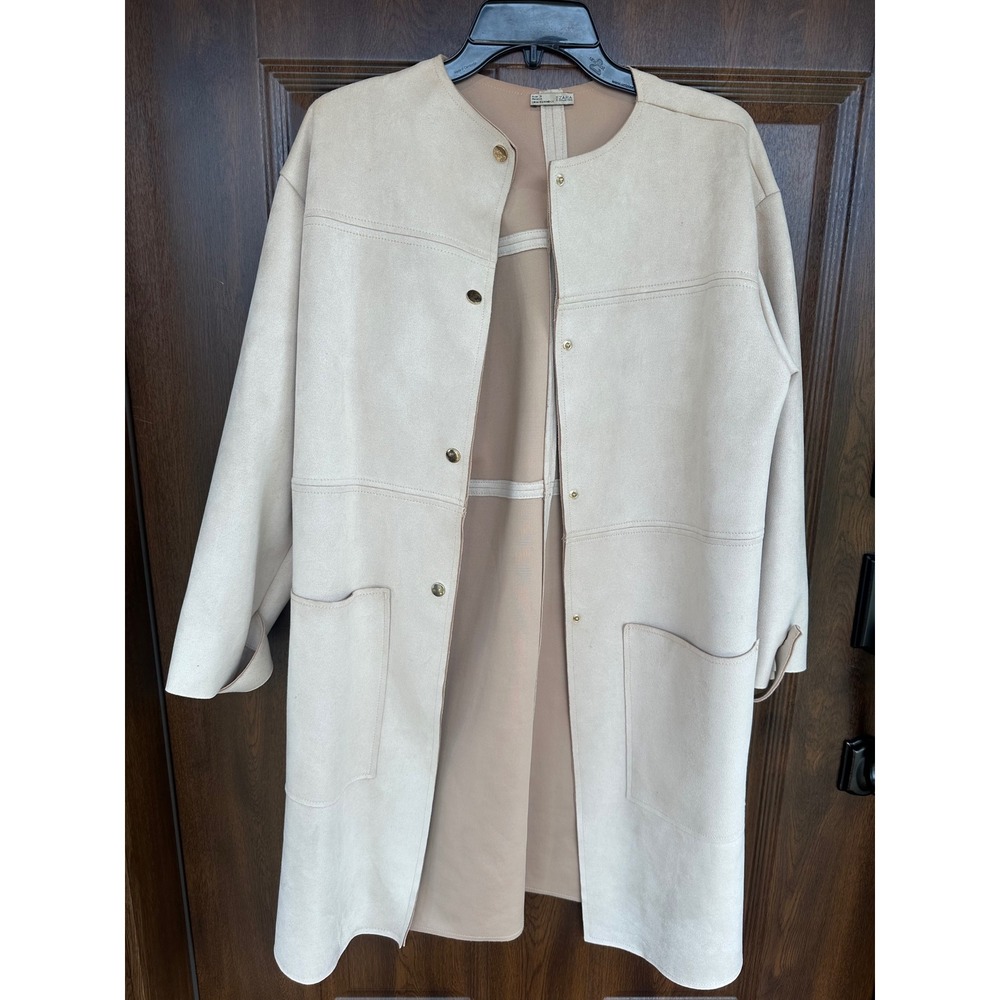 Zara White &‎ Black Collection (WB) Women's Suede Lightweight Beige Jacket SZ M